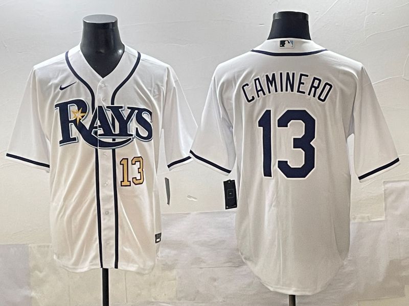 Men 2025 Tampa Bay Rays #13 Caminero White Game Nike MLB Jersey style 3